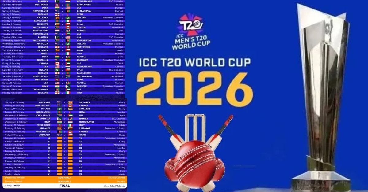T20 World Cup 2026: फुल शेड्यूल जारी, 7 फरवरी से आगाज़ और 8 मार्च को अहमदाबाद में फाइनल