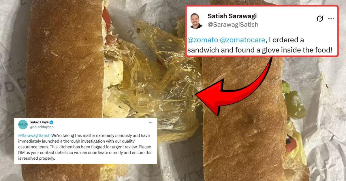 नोएडा में सैंडविच के बीच ग्लव्स मिलने का मामला: Zomato ने जताई निराशा